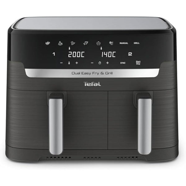 Tefal Easy Fry Dual Zone Digital air fryer, 2 Drawers, 8.3L, 8in1, Uses No Oil, Air Fry, Extra Crisp